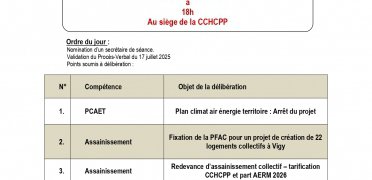 INFORMATIONS DU PROCHAIN CONSEIL COMMUNAUTAIRE