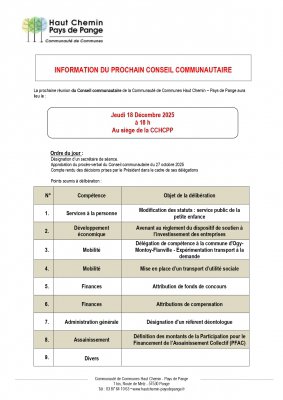 CONSEIL COMMUNAUTAIRE - 18 DECEMBRE 2025