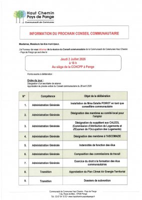 CONSEIL COMMUNAUTAIRE -  02 Juillet 2026