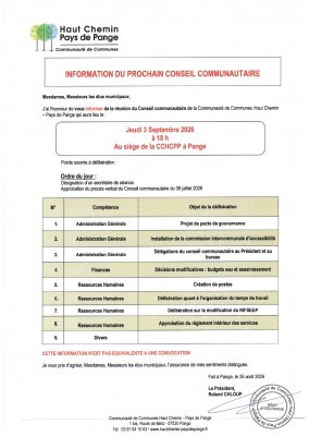 CONSEIL COMMUNAUTAIRE -  03 SEPTEMBRE 2026